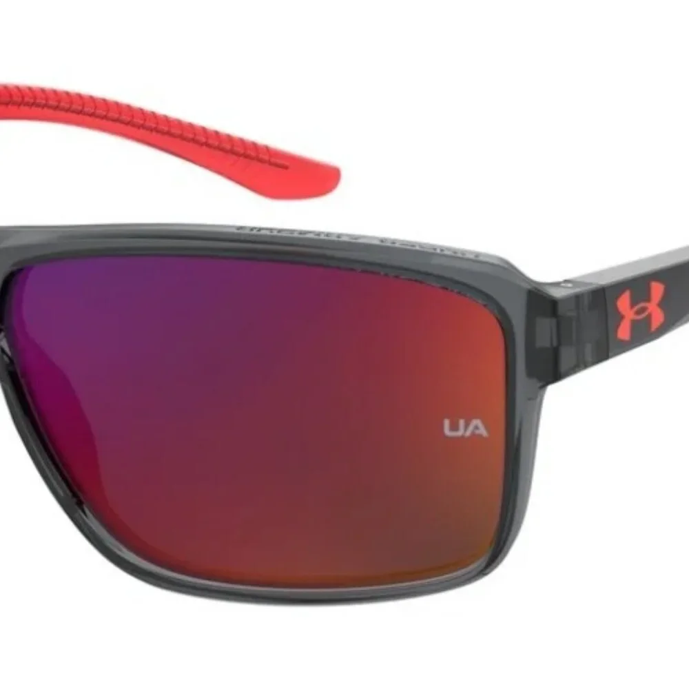 UNDER ARMOUR KICKOFF Sunglasses Red Mirror Lens Rectangular Gray Frame NEW